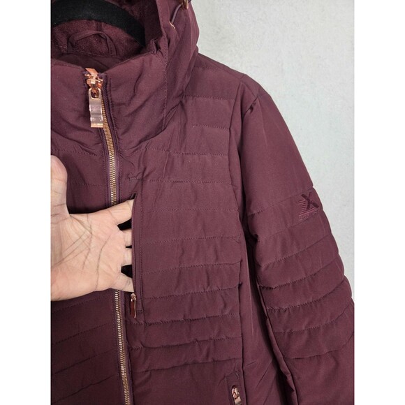 ZeroXposur Black Label Jacket Womens L Burgundy Hooded Quilted Parka Puffer Coat - Picture 3 of 15